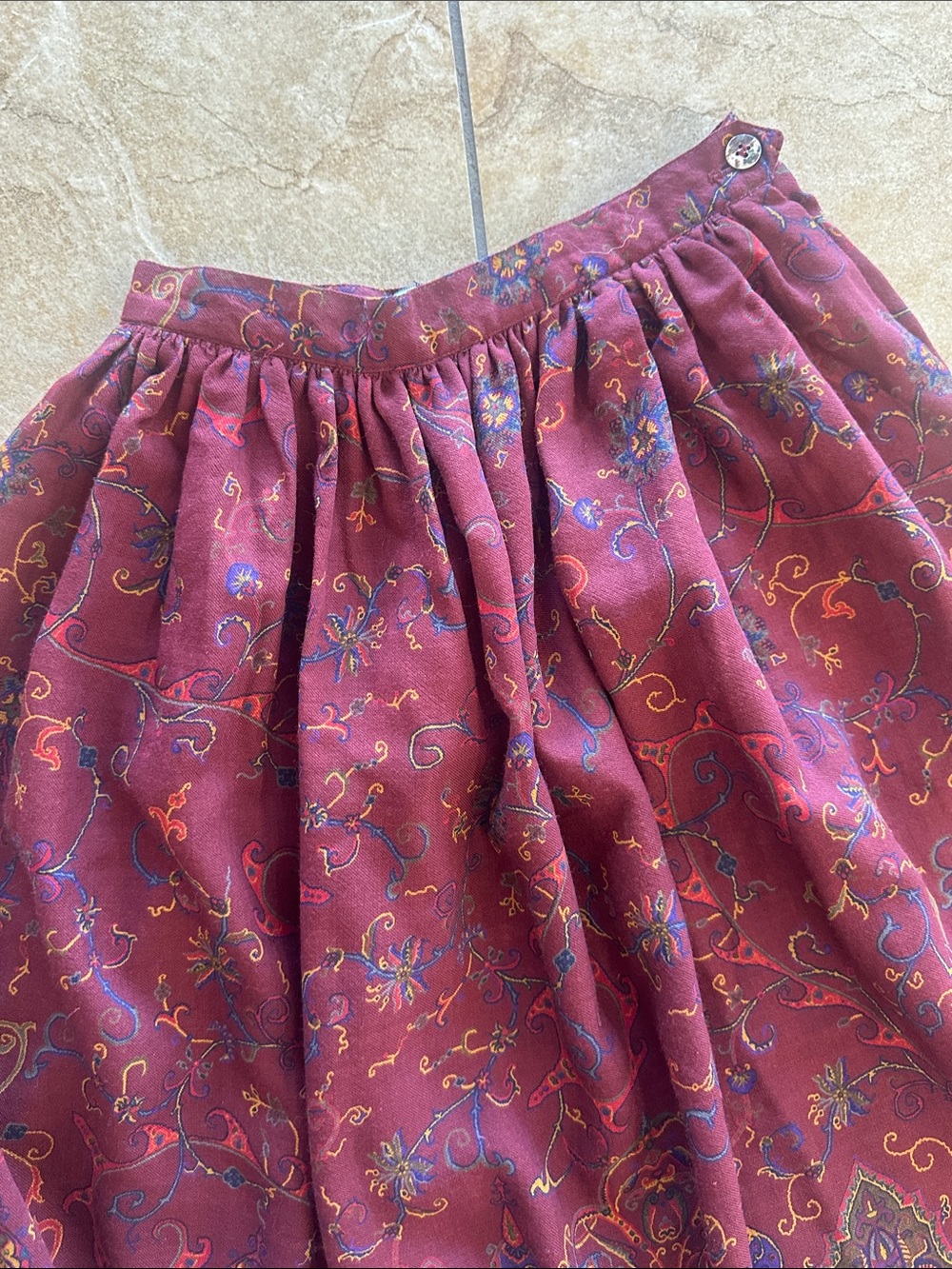 Ralph Lauren blue label paisley skirt vintage 90s A-line pleated size 4 small - Picture 2 of 6